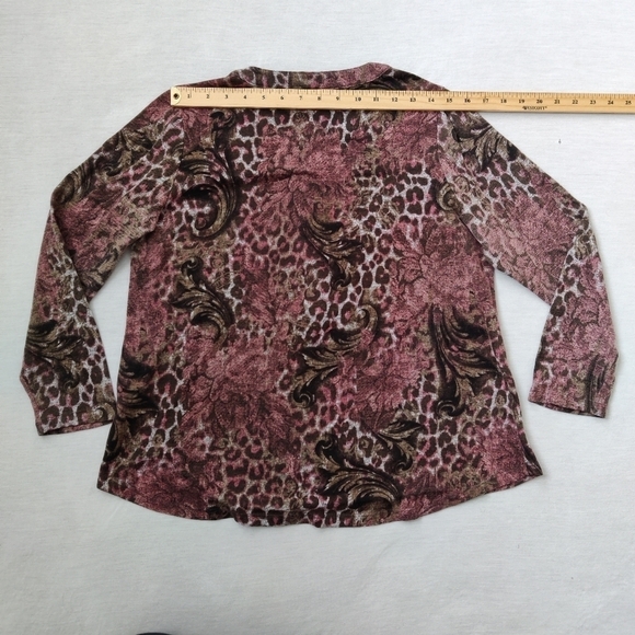 Northern Reflections Women's Leopard Blouse Size Large Pink Brown - Picture 4 of 11